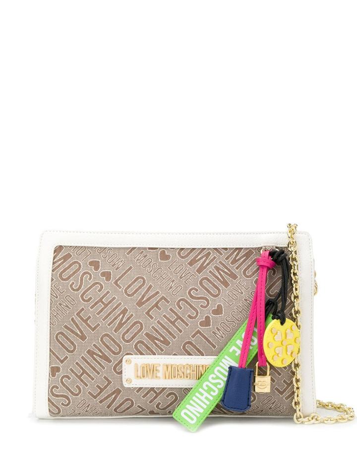 Love Moschino Logo Jacquard Crossbody Bag - Neutrals