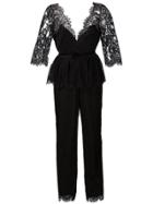 Marchesa Notte V-neck Lace Jumpsuit - Black