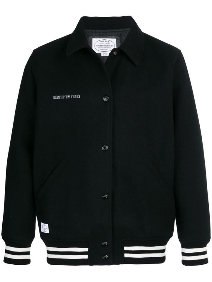 Neighborhood Logo Patch Bomber Jacket - Black