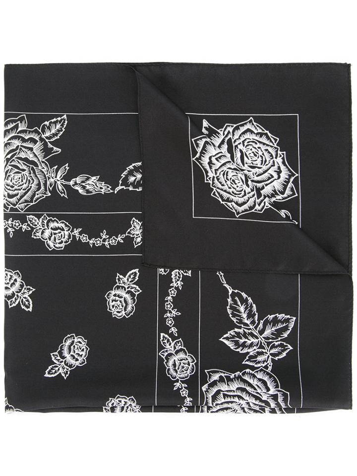 Unused Floral Motif Scarf - Black
