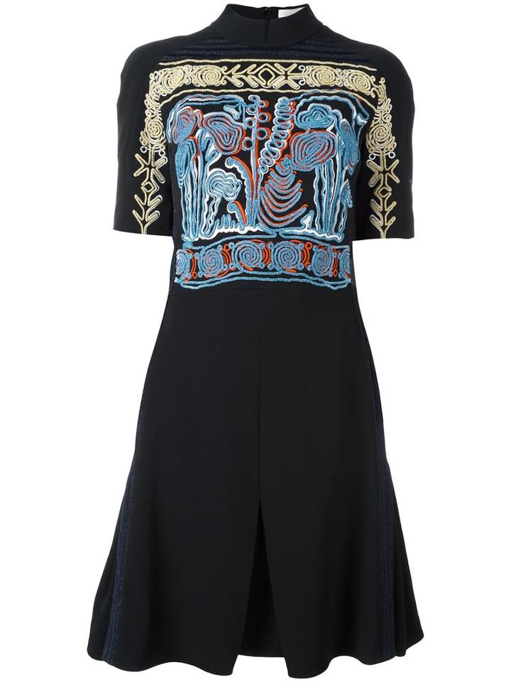 Peter Pilotto Embroidered Cady Dress, Women's, Size: 14, Black, Acetate/viscose/spandex/elastane/acetate