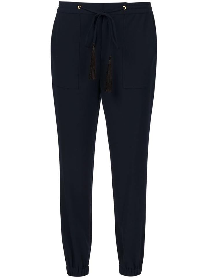 Derek Lam 10 Crosby Drawstring Straight Leg Trousers, Women's, Size: 12, Blue, Triacetate/polyester