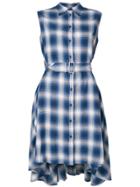 Mm6 Maison Margiela Asymmetric Checked Shirt Dress - Blue