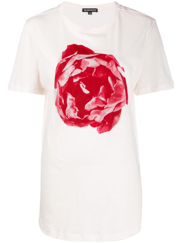 Ann Demeulemeester Rose Print T-shirt - Pink