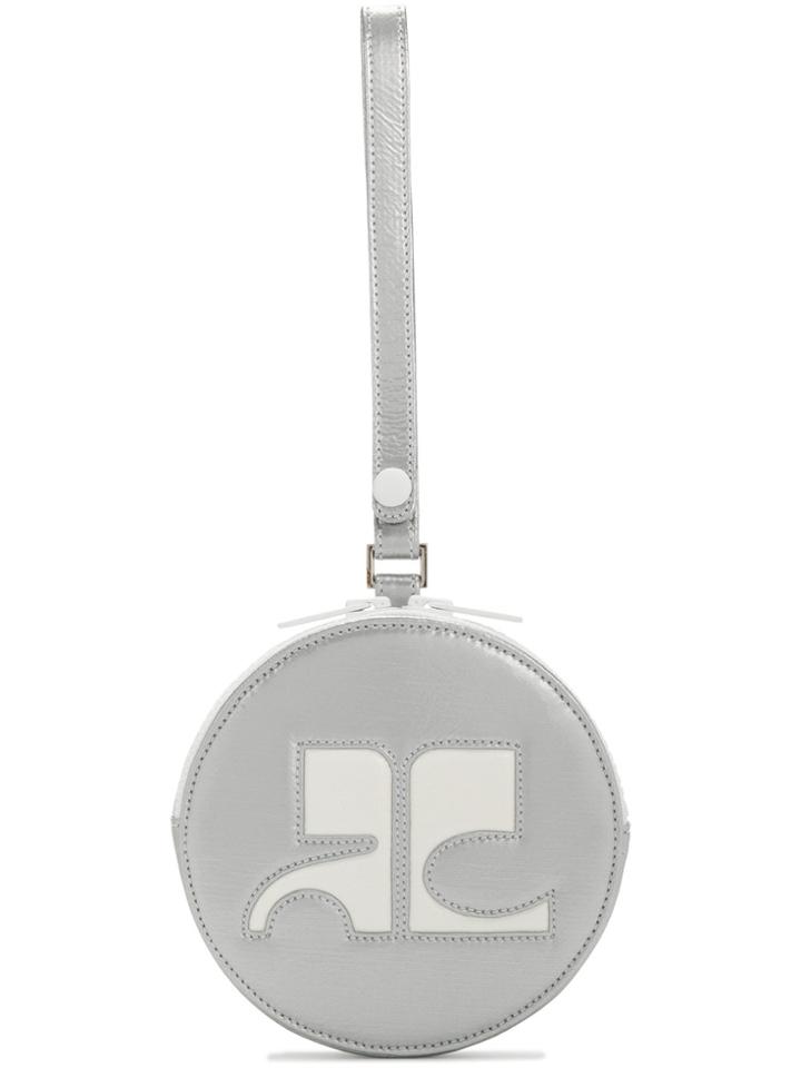 Courrèges Zipped Vinyl Logo Clutch - Grey