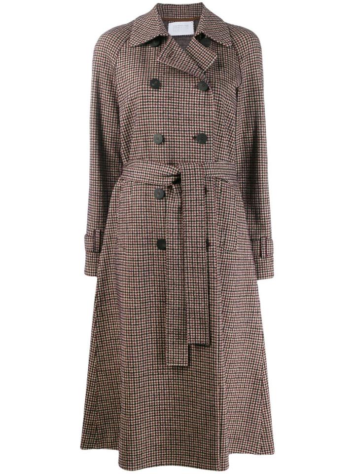 Harris Wharf London Check Print Trench Coat - Red
