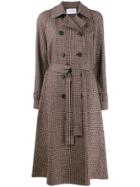 Harris Wharf London Check Print Trench Coat - Red