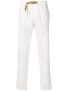 White Sand Buckle Fastened Slim Trousers