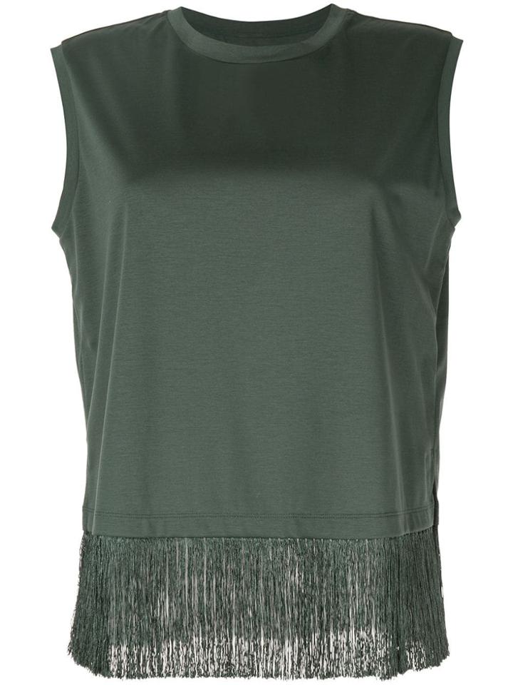 Kuho Fringe Hem Sleeveless T-shirt - Green