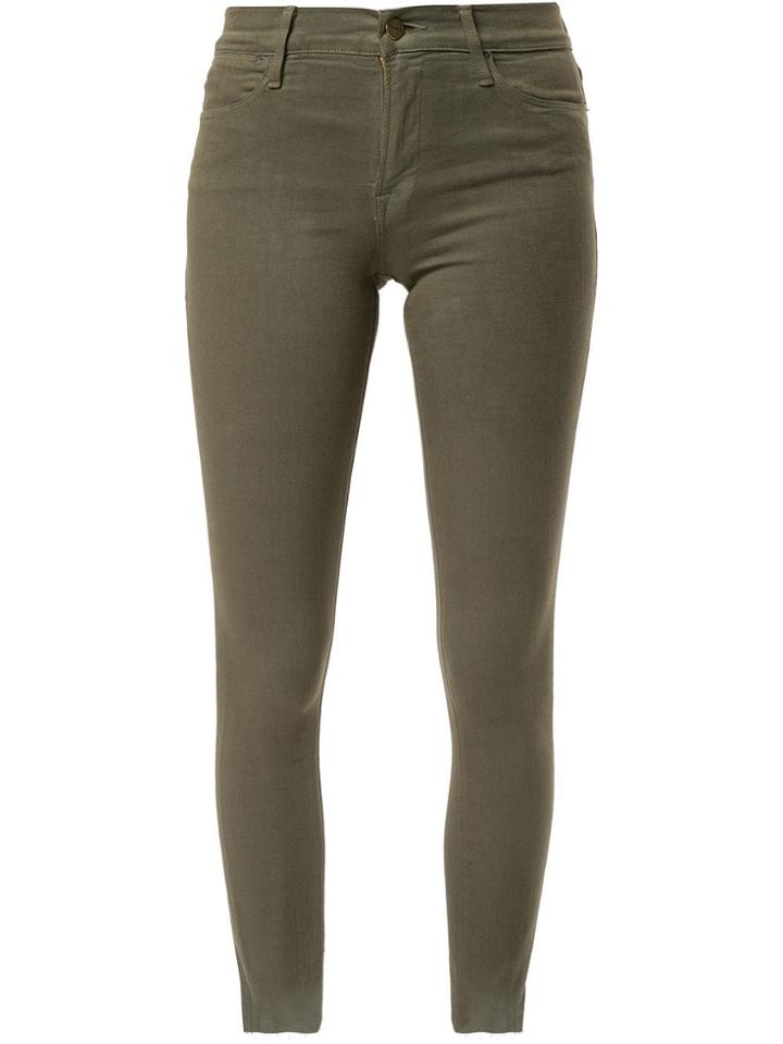 Frame Raw Edge Skinny Jeans - Green