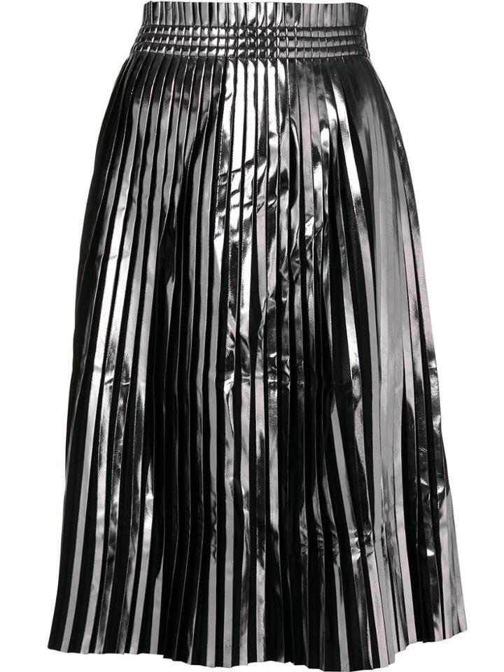 Mm6 Maison Margiela Pleated Flared Midi Skirt - Black