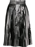 Mm6 Maison Margiela Pleated Flared Midi Skirt - Black