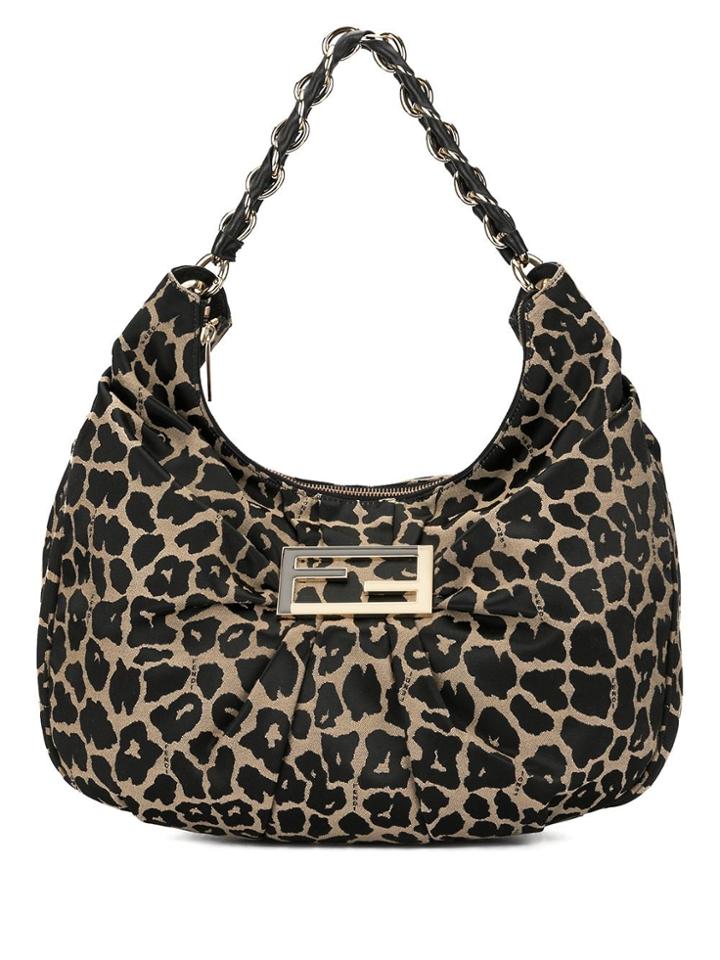 Fendi Vintage Leopard Print Small Hobo Bag - Brown