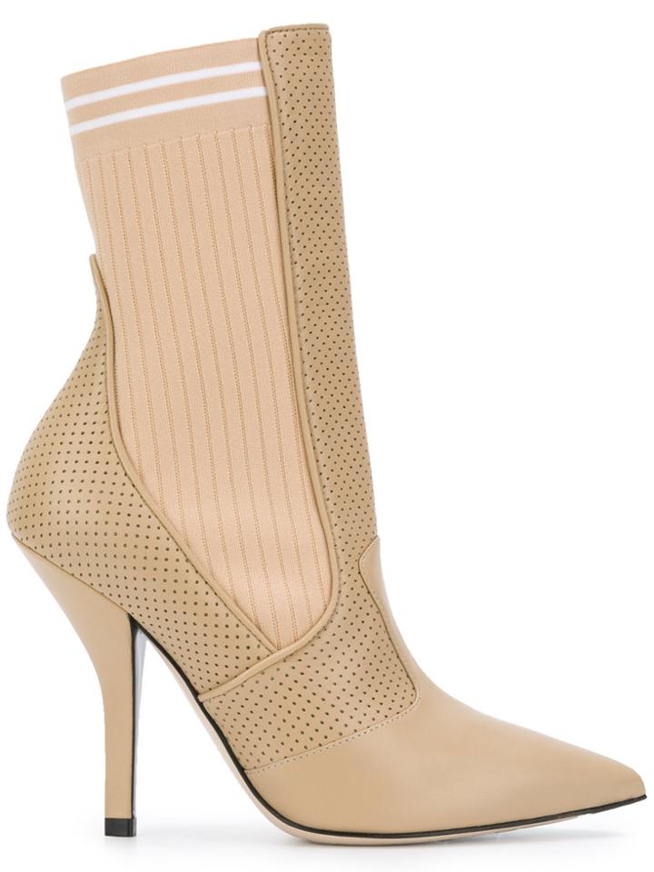 Fendi Sock-fit Pointed Boots - Nude & Neutrals
