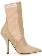 Fendi Sock-fit Pointed Boots - Nude & Neutrals