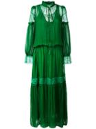 Roberto Cavalli Pleated Long Dress, Women's, Size: 42, Green, Silk/polyamide