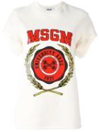 Msgm Logo Print Shortsleeved Sweatshirt, Women's, Size: Large, White, Cotton