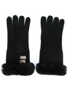 N.peal Fur Trim Gloves - Black