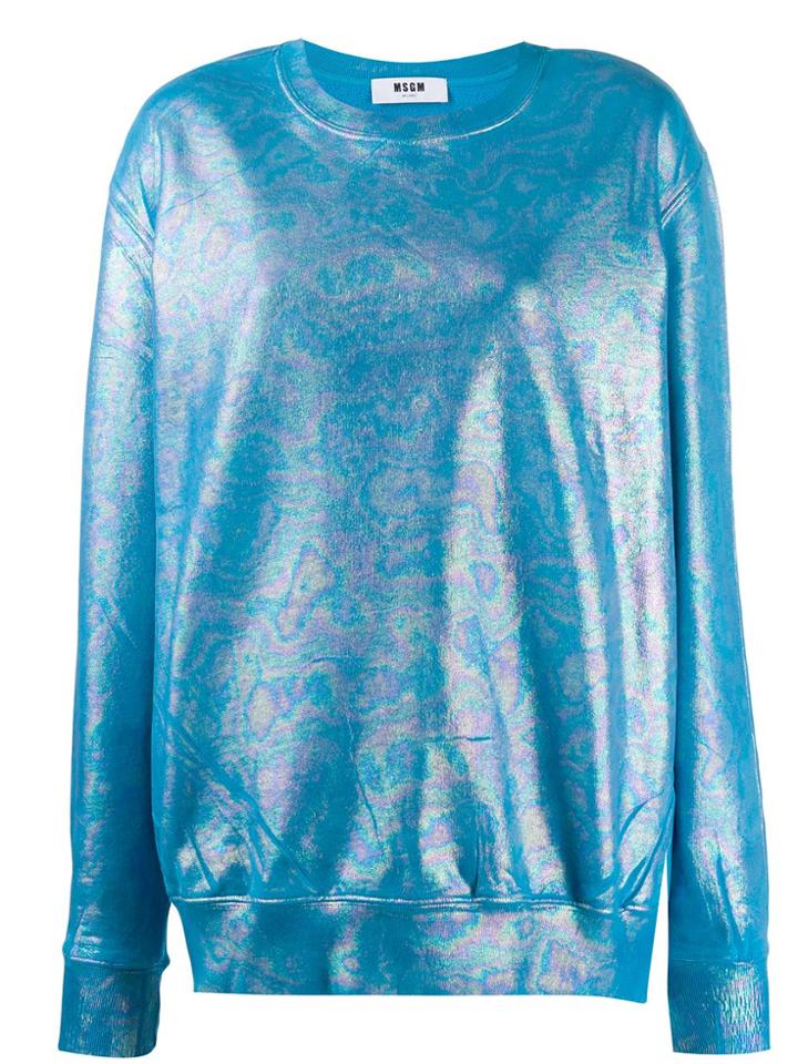 Msgm Holographic Effect Sweatshirt - Blue