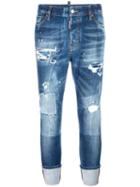 Dsquared2 London Stonewashed Ripped Jeans, Women's, Size: 44, Blue, Cotton/spandex/elastane