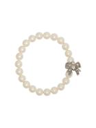 Miu Miu Crystal-bow Pearl Bracelet - Crystal/ Cream