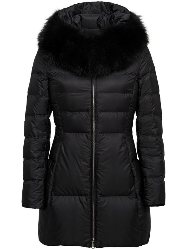 Prada Fur-trimmed Nylon Down Jacket - Black