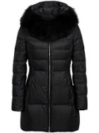 Prada Fur-trimmed Nylon Down Jacket - Black