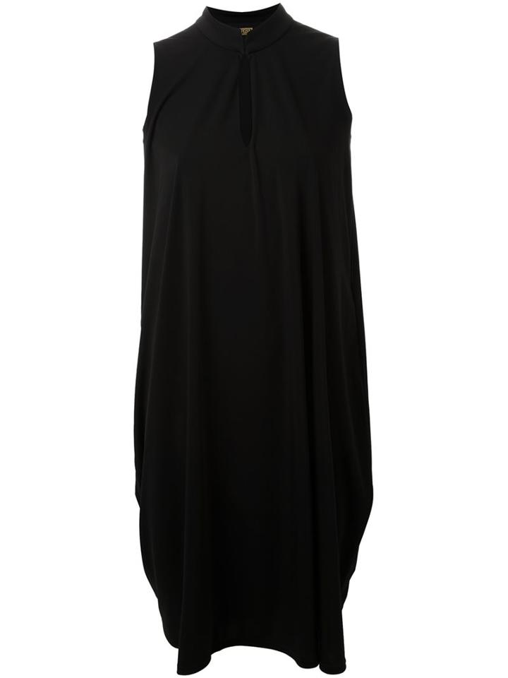 Pearl Mandarin Neck Shift Dress, Women's, Black, Polyester/triacetate