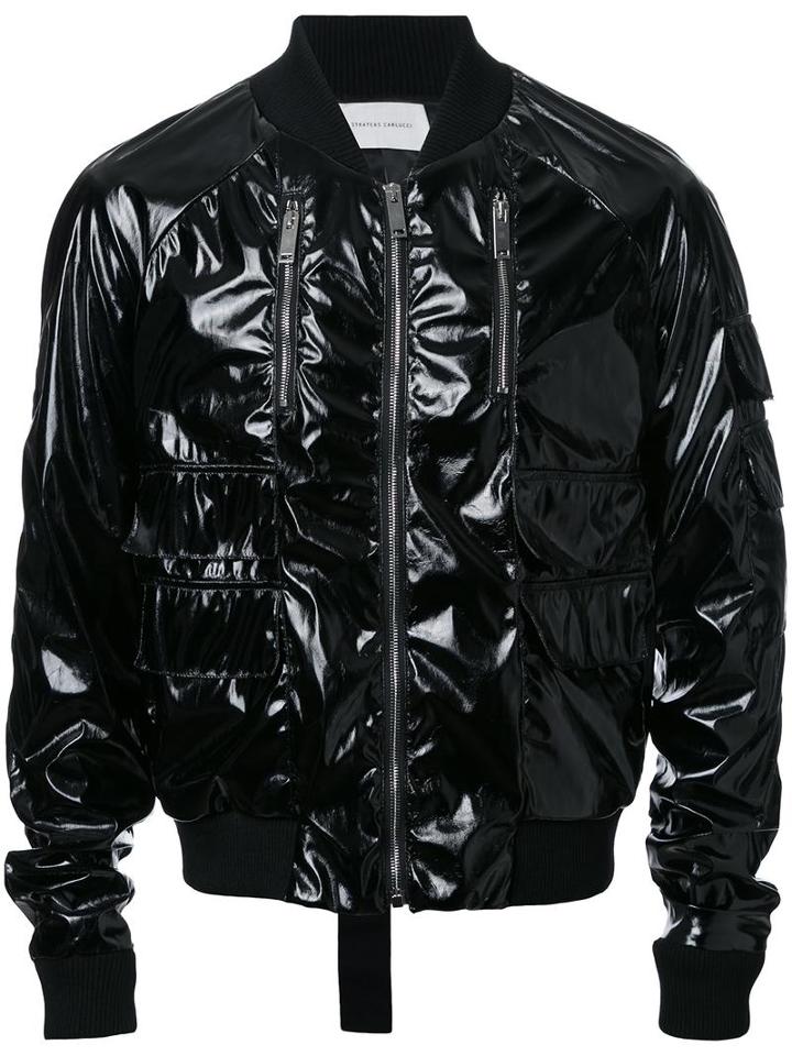 Strateas Carlucci Strap Pocket Bomber Jacket, Adult Unisex, Size: Xs, Black, Polyurethane