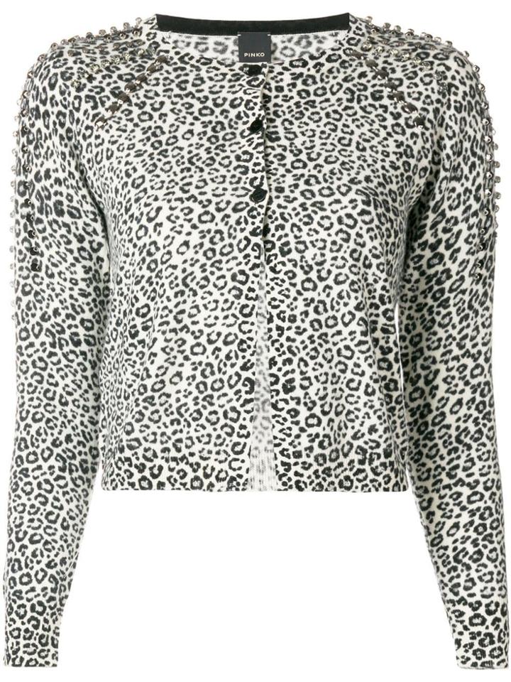 Pinko Leopard Print Cardigan - White