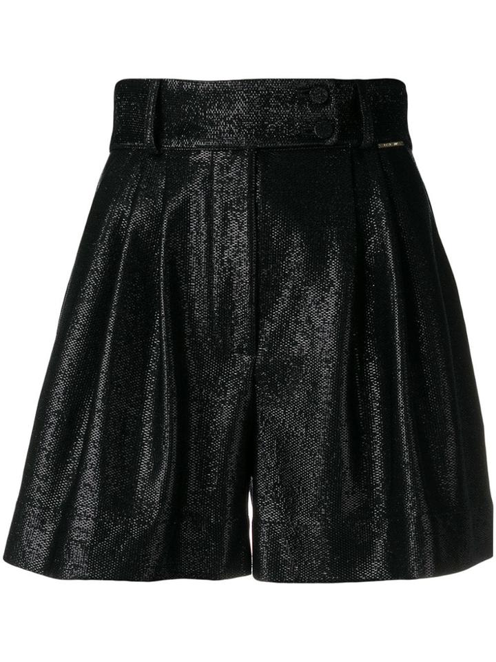 Styland Flared High-waisted Shorts - Black
