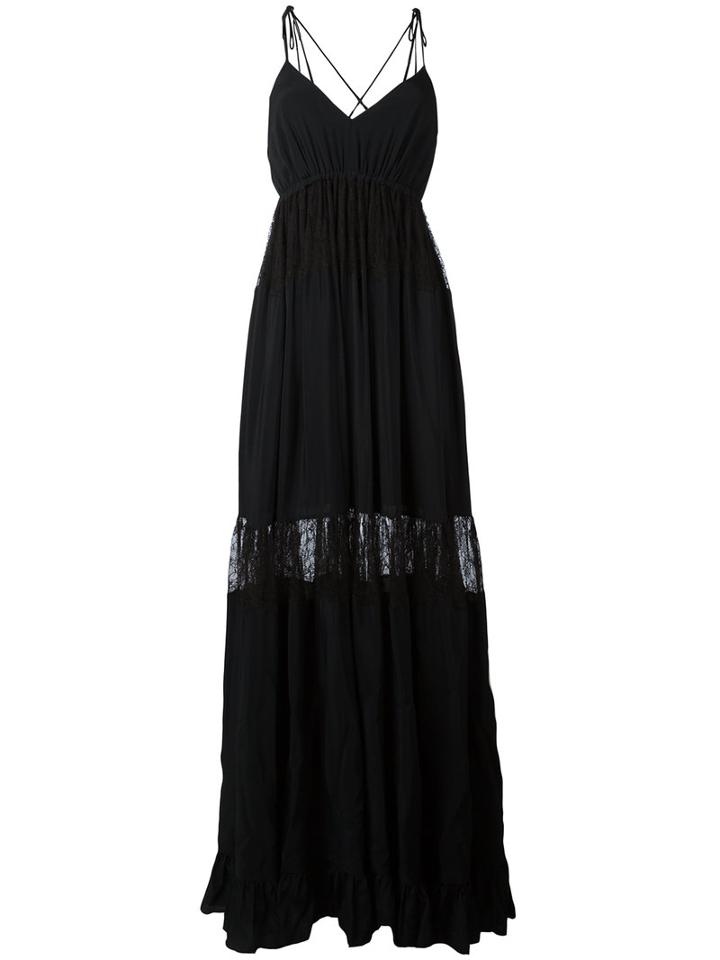 No21 Lace Panel Maxi Dress, Women's, Size: 40, Black, Silk/acetate/viscose/polyamide