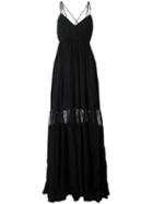 No21 Lace Panel Maxi Dress, Women's, Size: 40, Black, Silk/acetate/viscose/polyamide