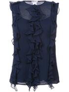 Oscar De La Renta Ruffle Sleeveless Blouse - Blue