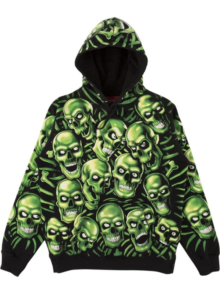 Stadium Goods Supreme Skull Print Hoodie - Green