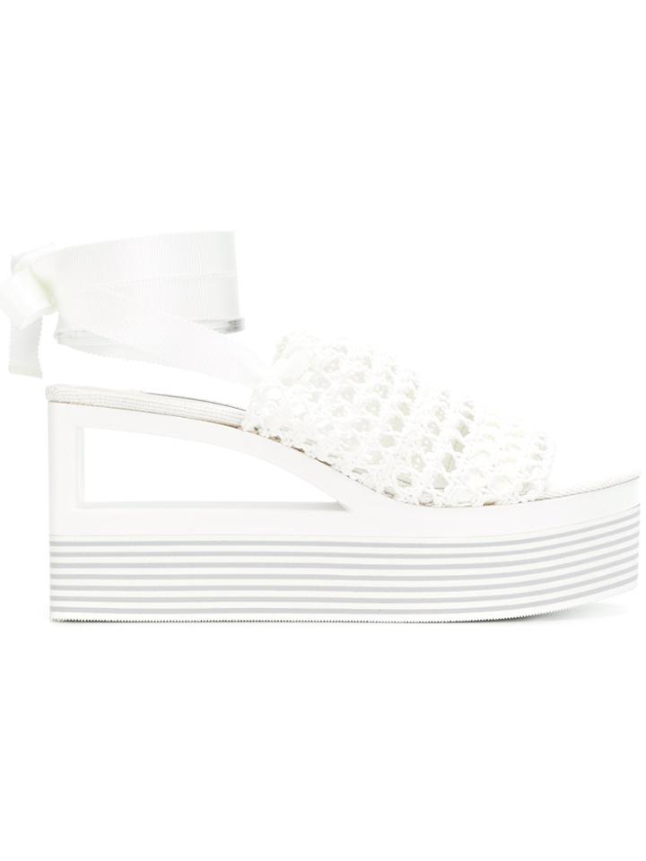 Casadei Woven Wedge Sandals - White