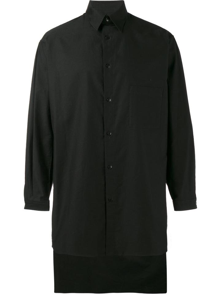 Yohji Yamamoto Staff Printed Long Sleeve Shirt, Men's, Size: 3, Black, Cotton