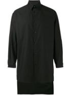 Yohji Yamamoto Staff Printed Long Sleeve Shirt, Men's, Size: 3, Black, Cotton