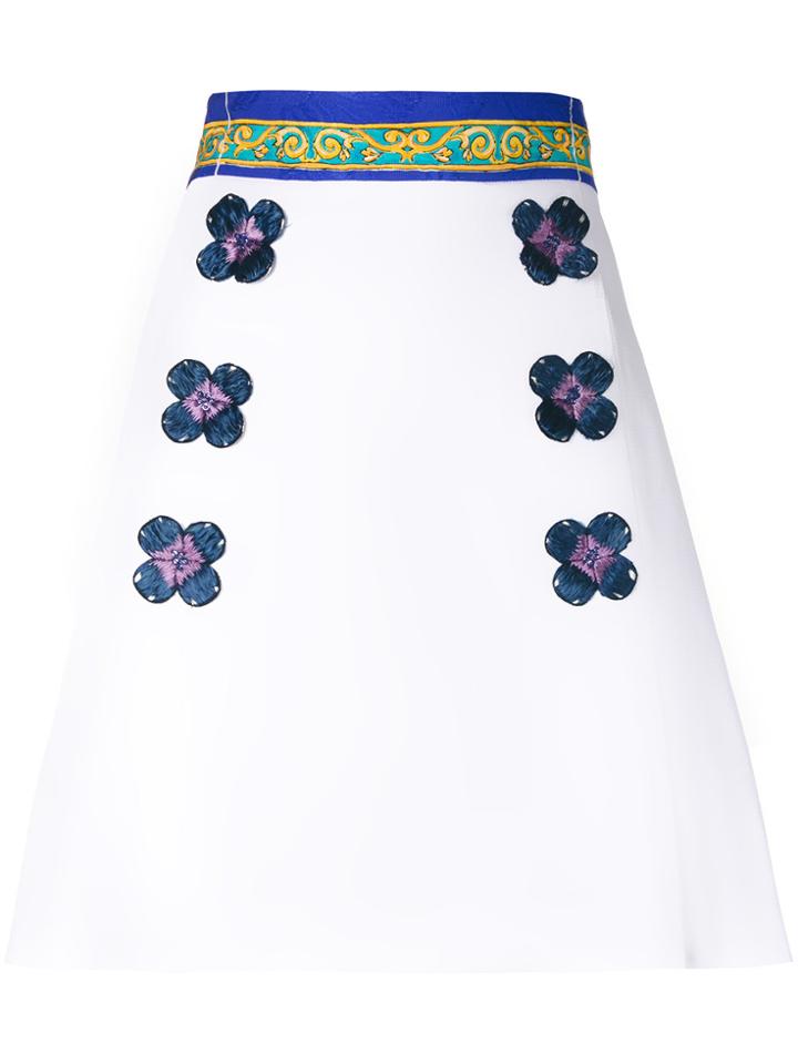 Dolce & Gabbana A-line Floral Skirt - White