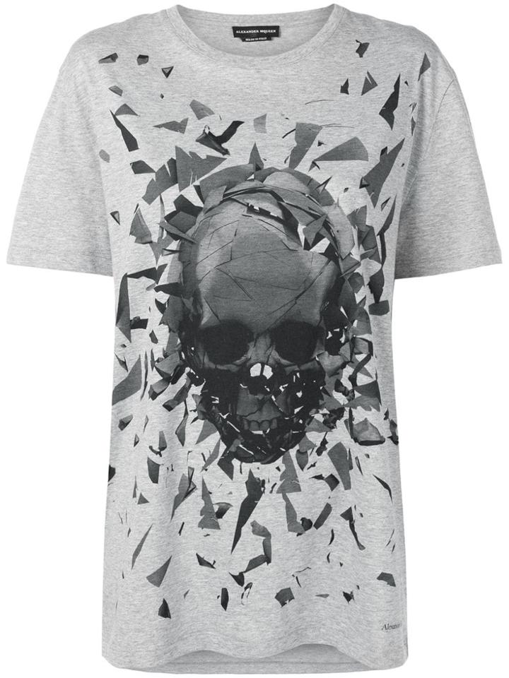 Alexander Mcqueen Broken Skull Print T-shirt - Grey