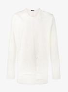 The Viridi-anne Distressed Cotton Long Sleeve T-shirt, Men's, Size: 2, White, Cotton