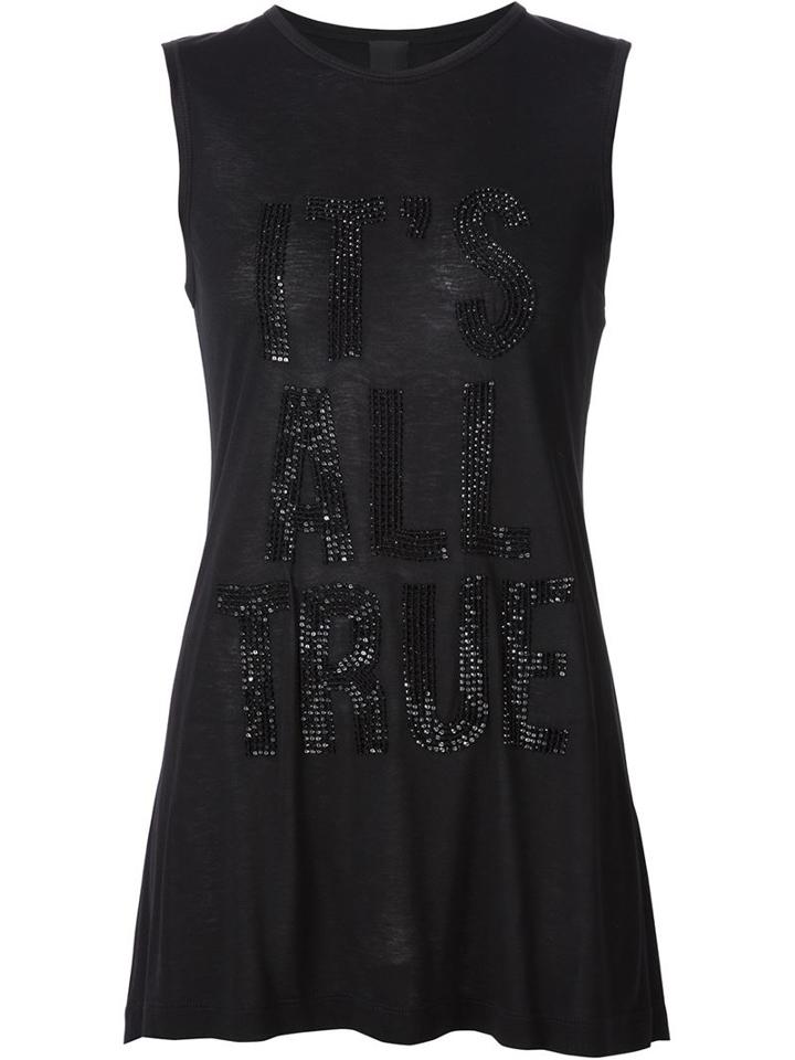 Vera Wang Bead Embroidery Tank Top, Women's, Size: L, Black, Viscose/glass