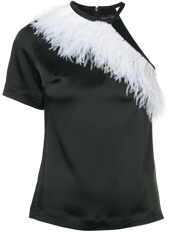 David Koma Feathered Blouse - Black