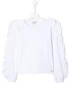 Mariuccia Milano Kids Teen Frill-trim Long Sleeve Top - White