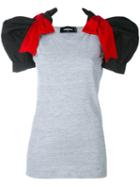 Dsquared2 - Puff Sleeve Contrast Top - Women - Silk/cotton/viscose - S, Grey, Silk/cotton/viscose