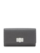 Fendi Silver-tone Lock Continental Wallet - Grey