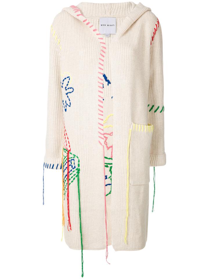 Mira Mikati Contrast-trim Cardi-coat - Nude & Neutrals