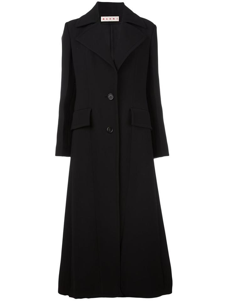 Marni Long Length Coat, Women's, Size: 40, Black, Cotton/viscose/virgin Wool