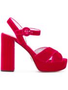 Prada Block Heel Platform Sandals - Pink & Purple