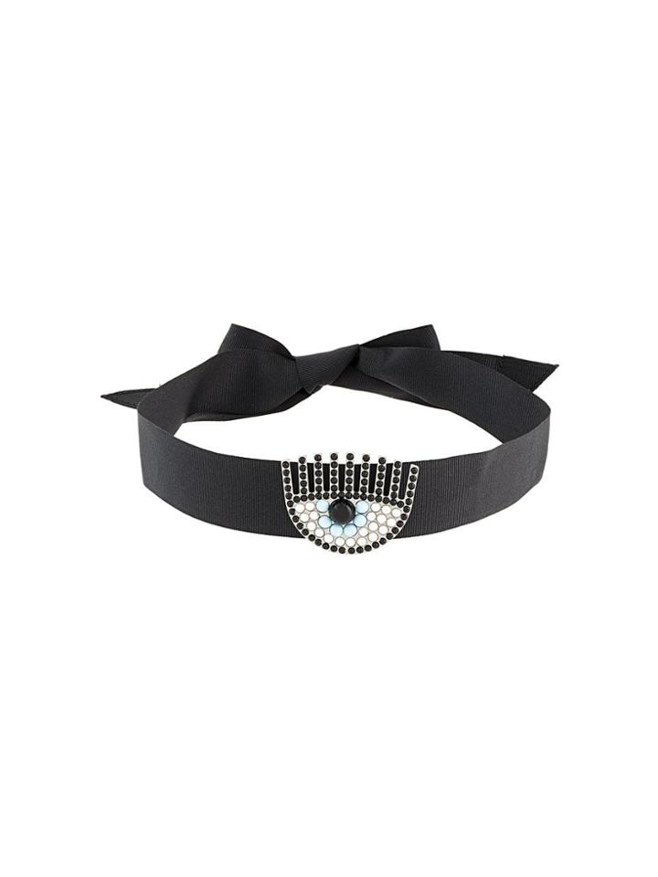 Chiara Ferragni Eye Embellished Choker Necklace - Black